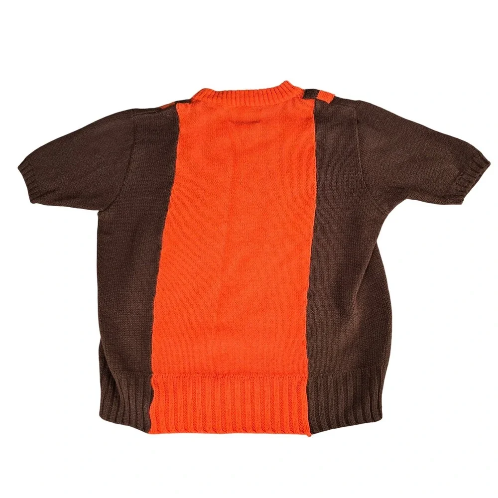 70s Vintage Dehen Knit‎ Cheerleading Outfit Orange & Brown Two Piece Set Small
